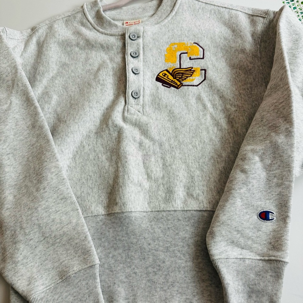 Champion Gray Beige Sweatshirt, women size XS, cropped, cotton, New - Picture 10 of 10